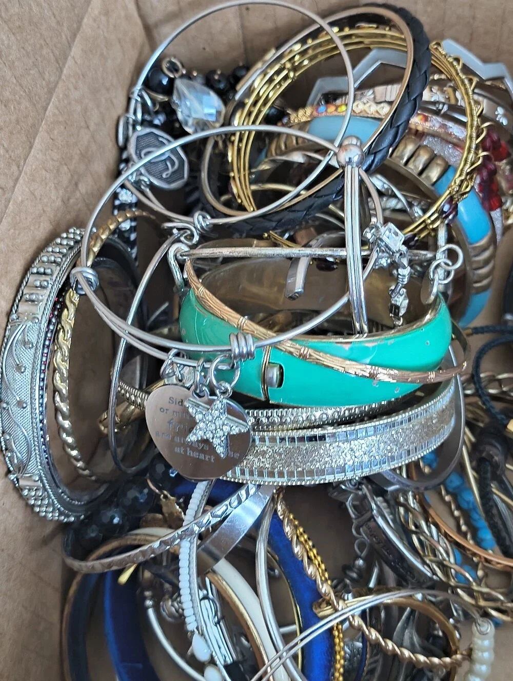 60 Bangle Bracelets For $30! Mixed Variety. All Wearable. Lot #3